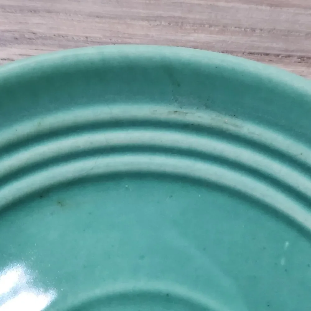 Set of 3 Genuine Vintage Bauer Pottery Ringware Saucers - Blue, Cobalt, Green